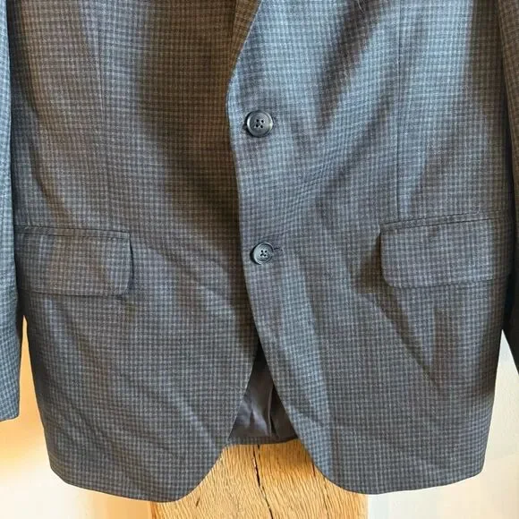 Peter Millar 100% Wool Plaid Gray Blazer Suit Jacket 42R - Picture 3 of 10